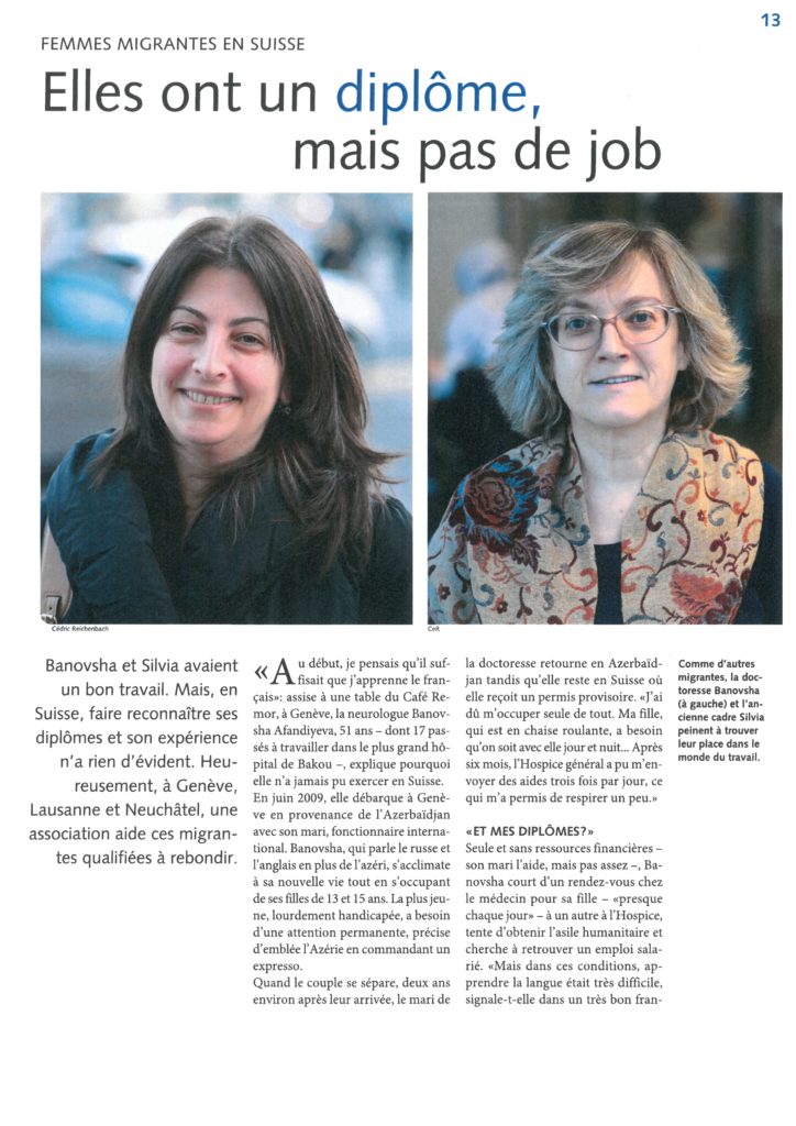 femmes migrantes qualifiées en Suisse romande, Association découvrir, Intégration et insertion professionnelle