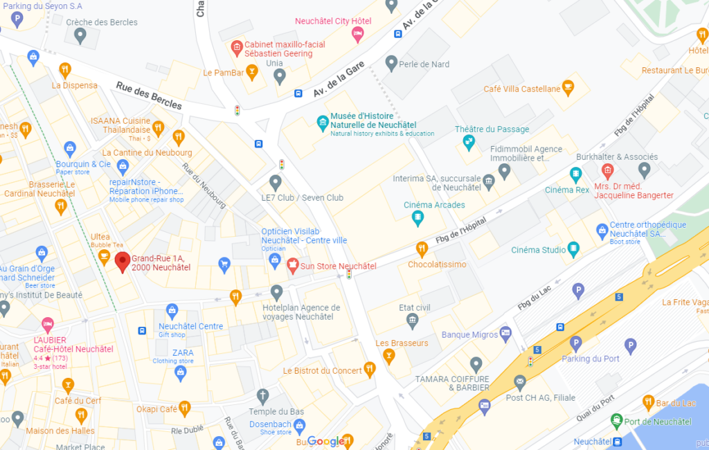 Plan d'accès à l'antenne neuchâteloise de l'Association découvrir