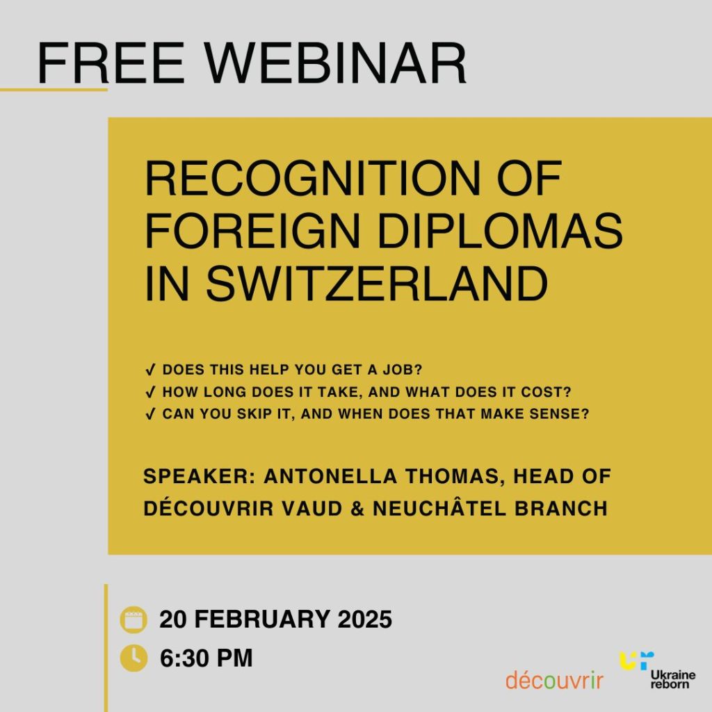 Webinaire : Reconnaissance des diplômes en Suisse